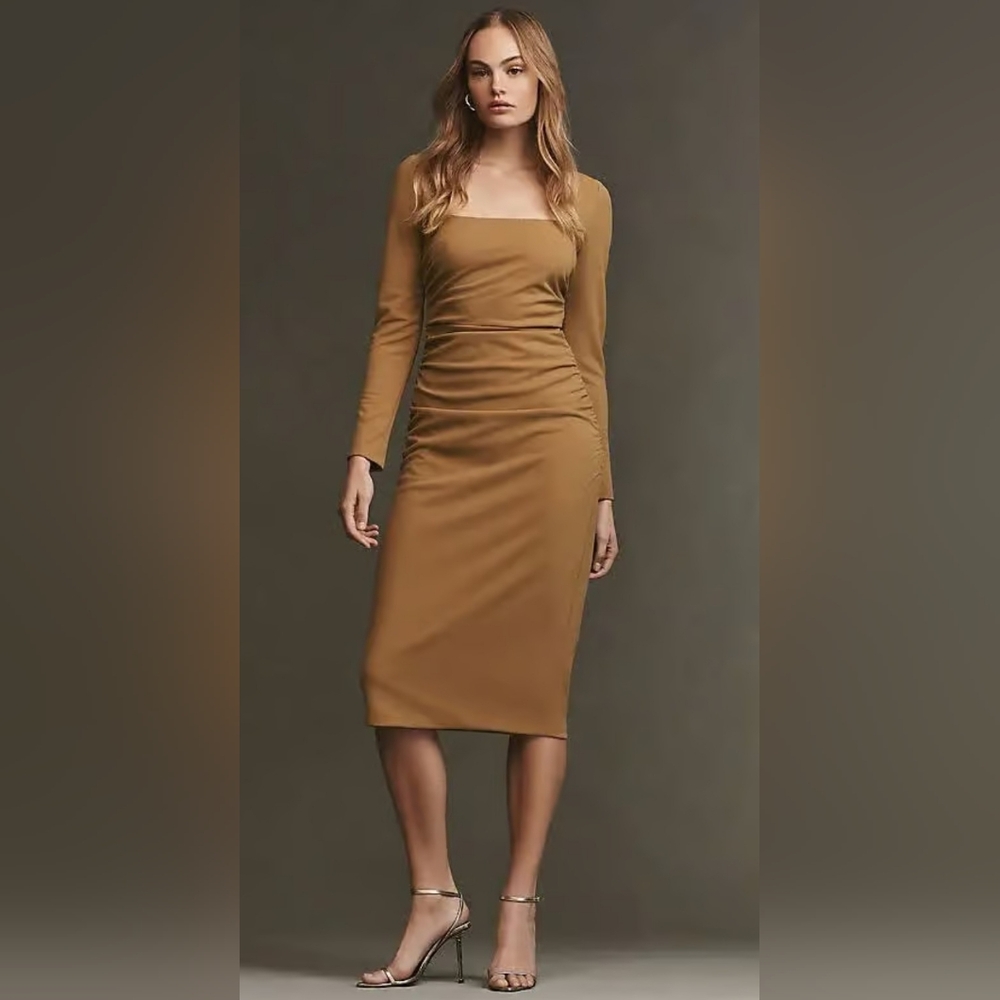 {BHLDN} Tan Long Sleeve Dress NEW